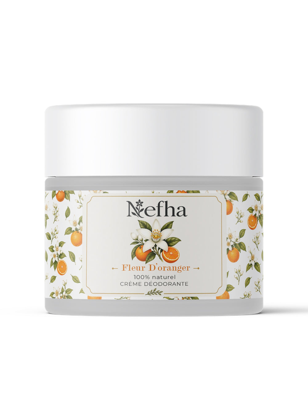 Pot de baume déodorant Nefha parfum fleur d'oranger, verre dépoli 30 g